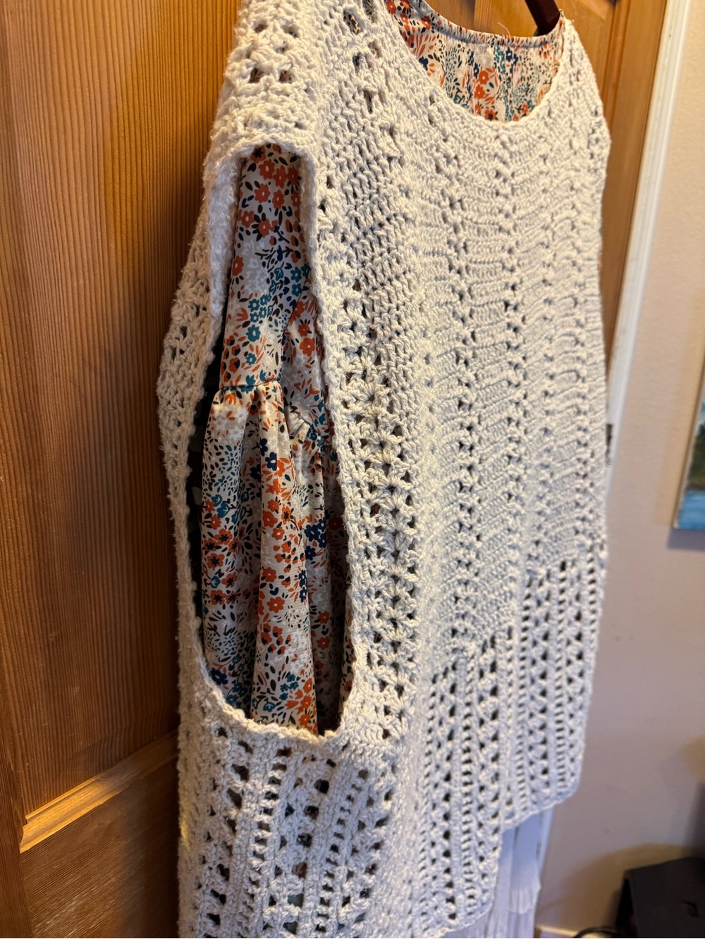 BOHO inspired Cream Crochet Openwork Knit Vest- may be hand made - Picture 10 of 16